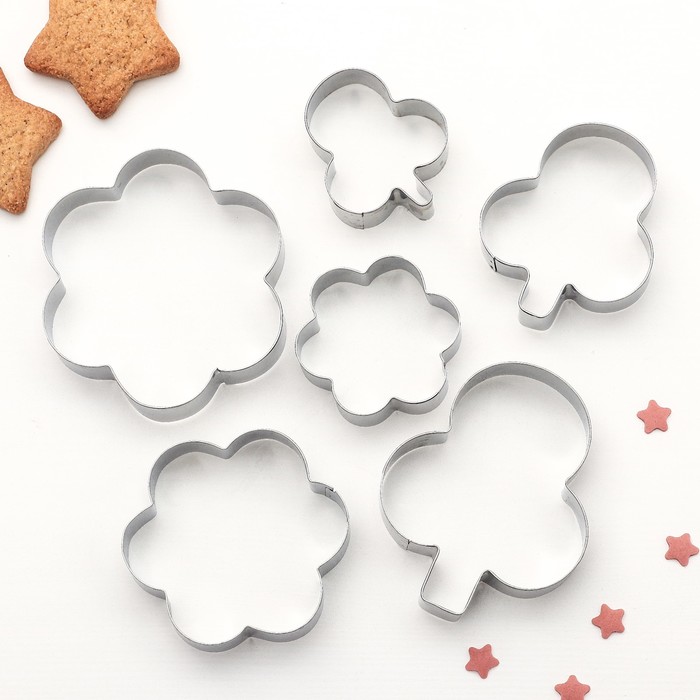 Набор форм для вырезания печенья "Клевер, цветок", 6 шт