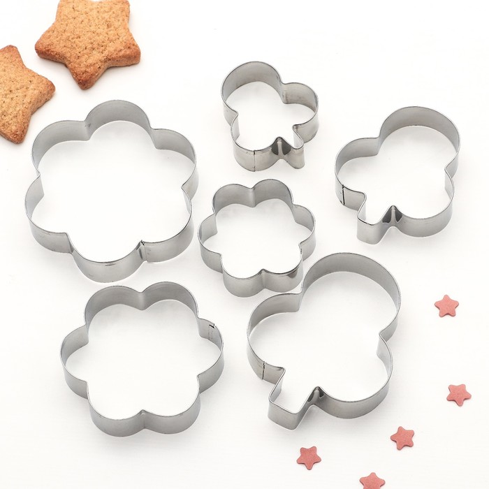 Набор форм для вырезания печенья "Клевер, цветок", 6 шт