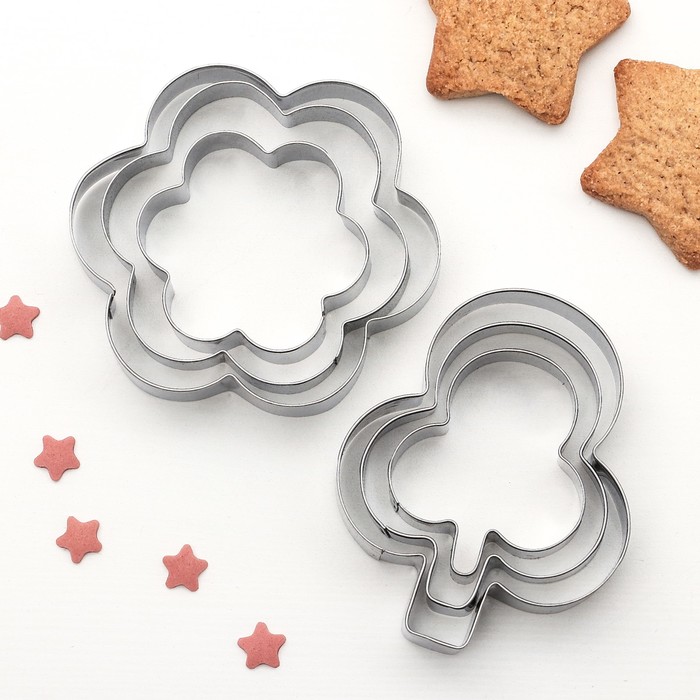 Набор форм для вырезания печенья "Клевер, цветок", 6 шт