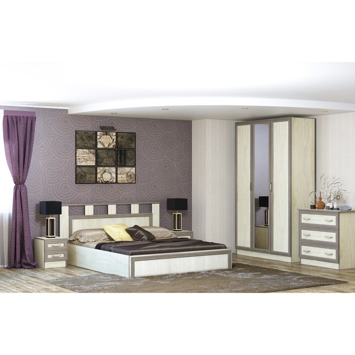 Шкаф 3-х створчатый Верона, 1350х500х2220, Дуб сонома/Ясень шимо