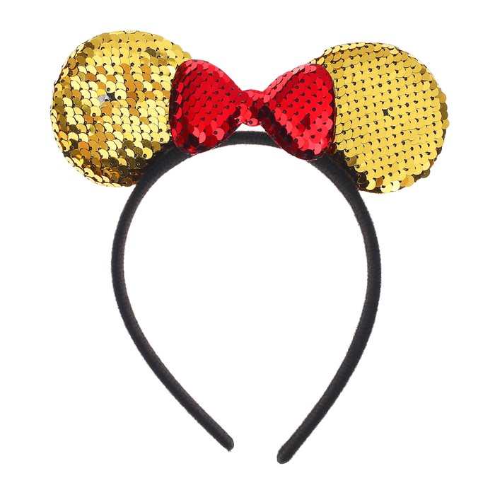 Карнавальный ободок "Ушки" с пайетками, цвет золотой