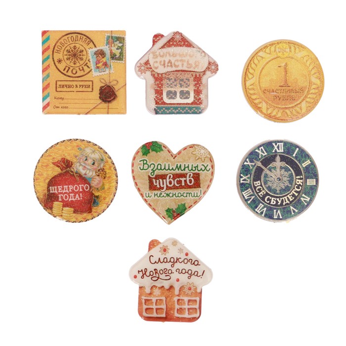 Магнит на открытке "Новогодний", МИКС