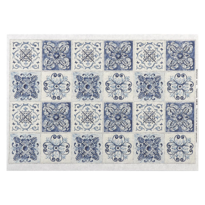 Декупажная карта "Плитка с узором голубая" плотность 45 г/м2, формат А4