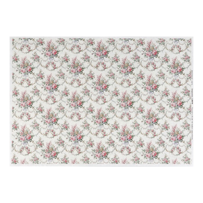 Декупажная карта "Букеты с розами" плотность 45 г/м2, формат А4