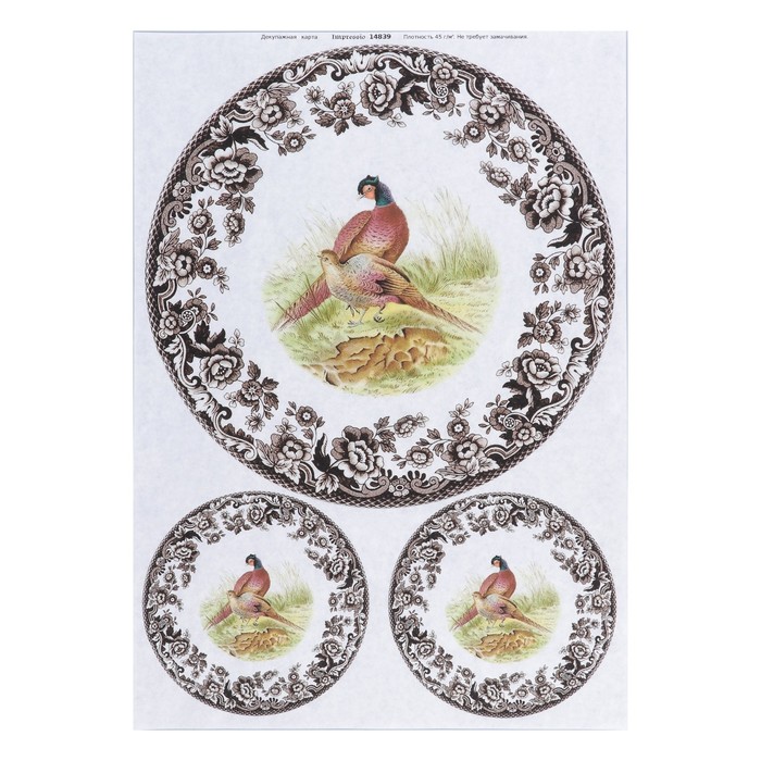 Декупажная карта "Вольные птицы" плотность 45 г/м2, формат А4