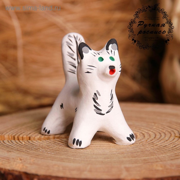 Сувенир «Котик», белый, 3,5×4×5,5 см, каргопольская игрушка