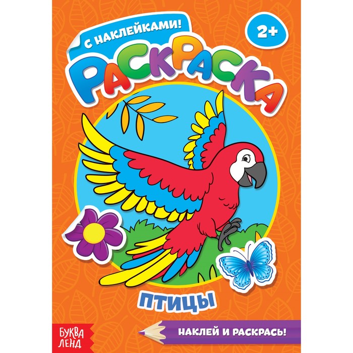 Раскраска с наклейками "Птицы"