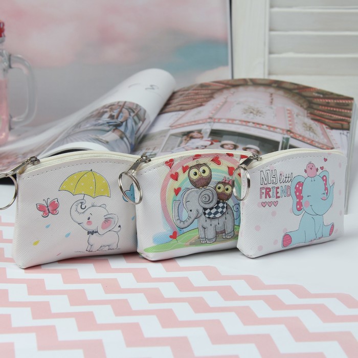 Кошелёк детский, отдел на молнии, кольцо, цвет МИКС