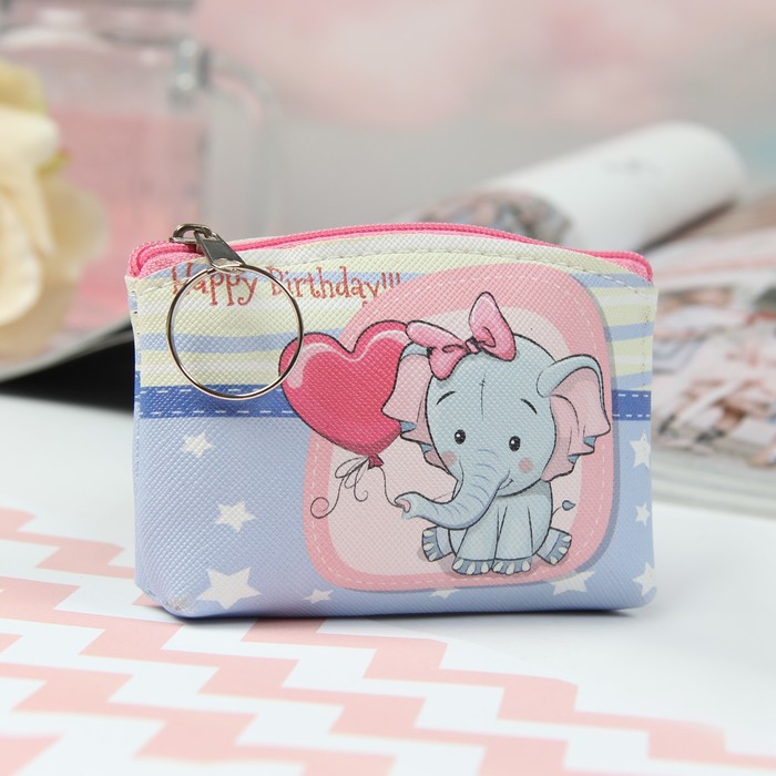 Кошелёк детский, отдел на молнии, кольцо, цвет МИКС