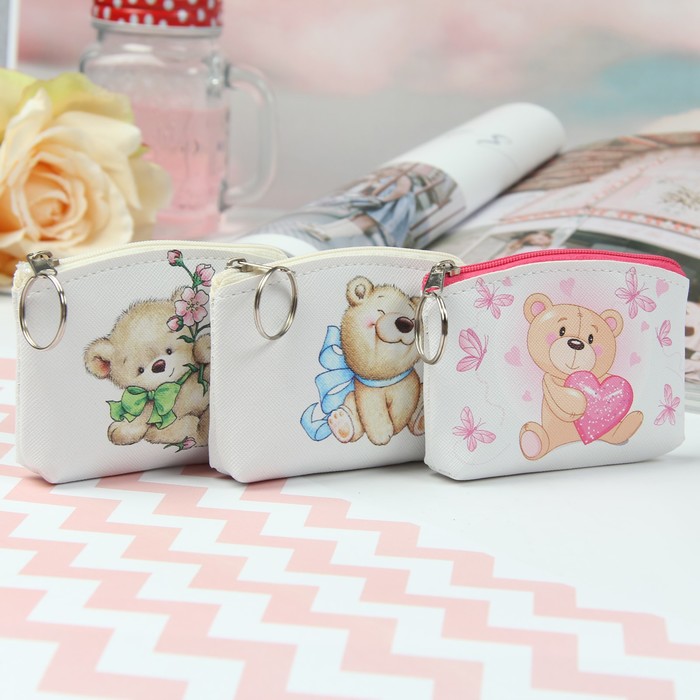 Кошелёк детский, отдел на молнии, кольцо, цвет МИКС