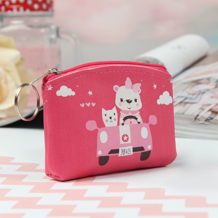 Кошелёк детский, отдел на молнии, кольцо, цвет МИКС