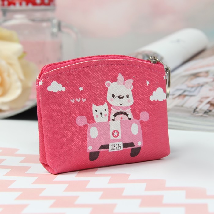 Кошелёк детский, отдел на молнии, кольцо, цвет МИКС