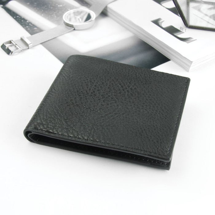 Портмоне мужское, 2 отдела, для карт, цвет чёрный