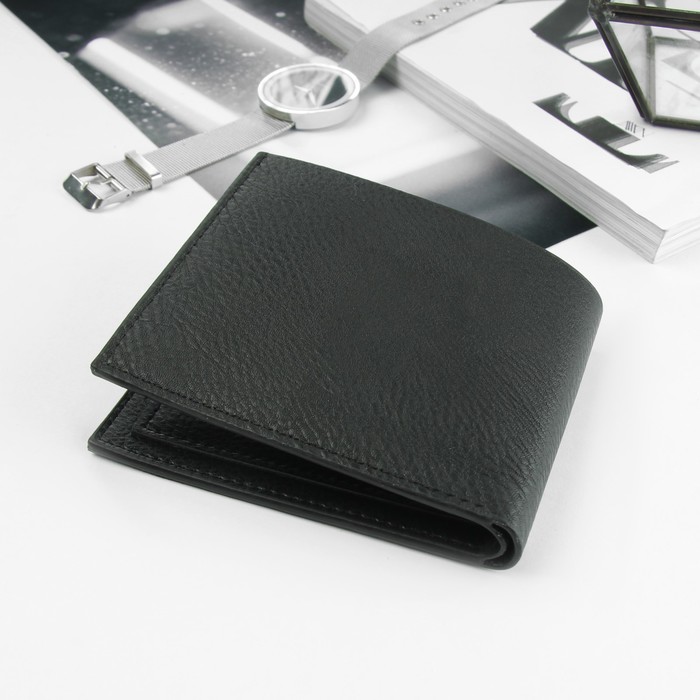 Портмоне мужское, 2 отдела, для карт, цвет чёрный