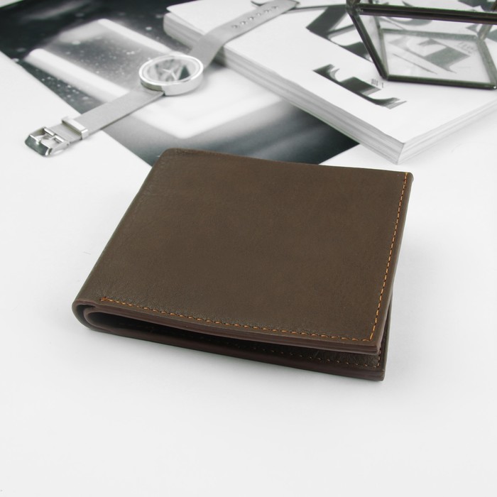 Портмоне мужское, 2 отдела, для карт, цвет кофе