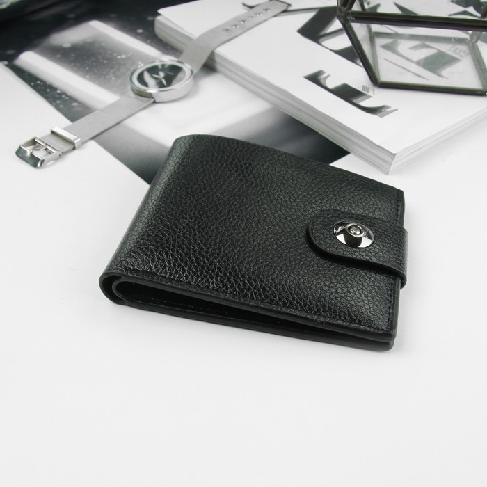 Портмоне мужское, 2 отдела, для карт, цвет чёрный