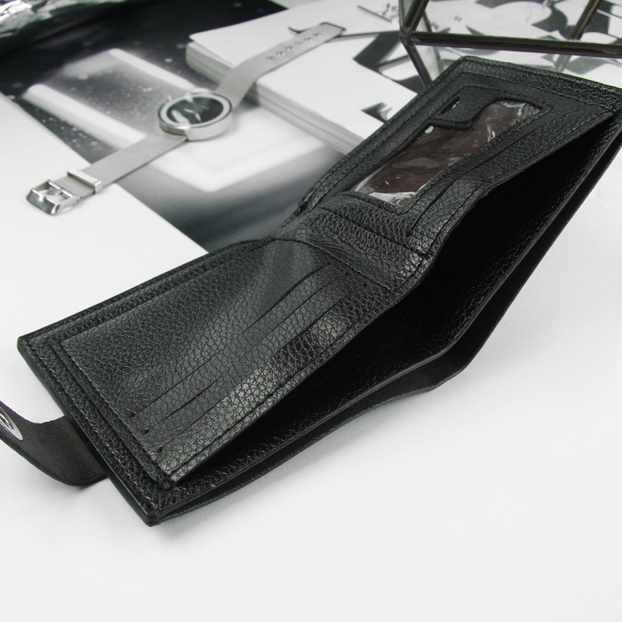 Портмоне мужское, 2 отдела, для карт, цвет чёрный