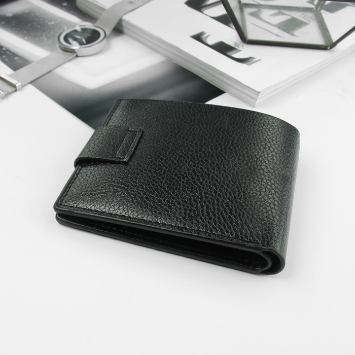 Портмоне мужское, 2 отдела, для карт, цвет чёрный