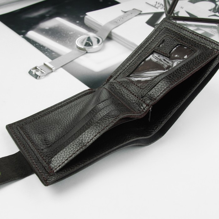 Портмоне мужское, 2 отдела, для карт, цвет кофе