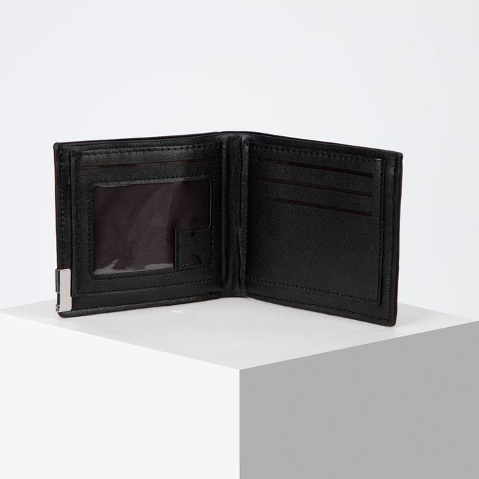 Портмоне мужское, 2 отдела, для карт, цвет чёрный
