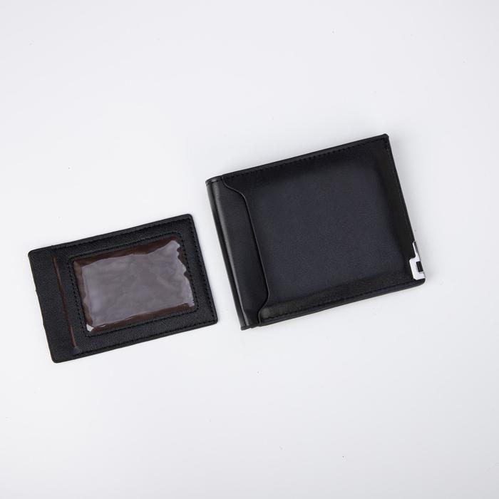 Портмоне мужское, 2 отдела, для карт, цвет чёрный