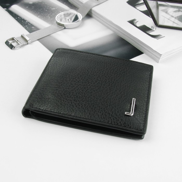 Портмоне мужское, 2 отдела, для карт, цвет чёрный