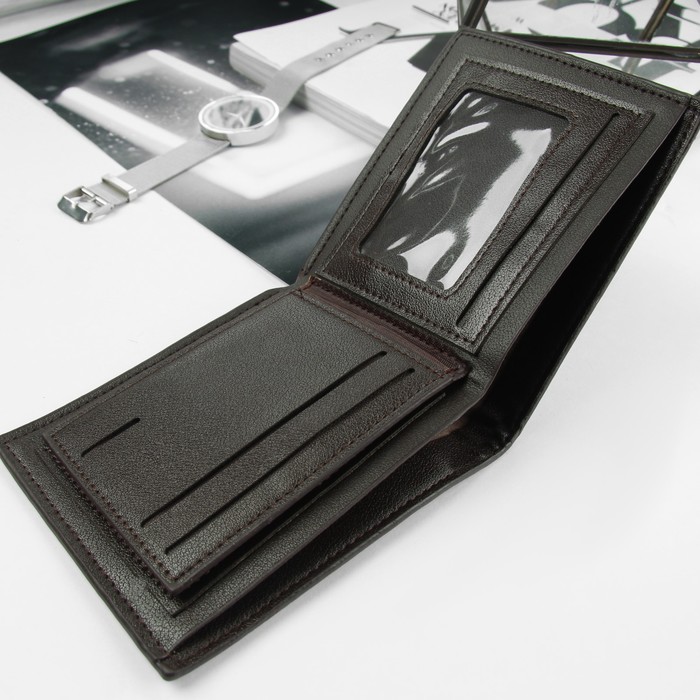 Портмоне мужское, 2 отдела, для карт, цвет кофе