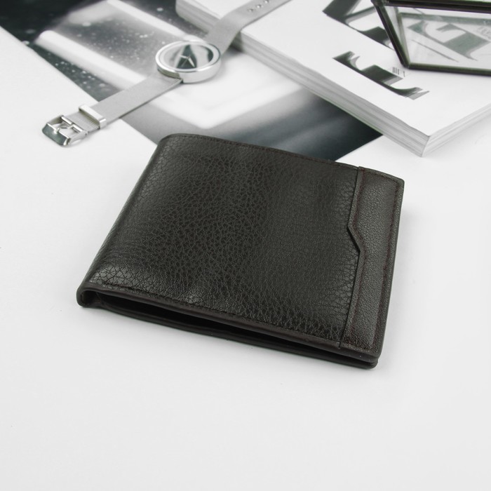 Портмоне мужское, 2 отдела, для карт, цвет кофе