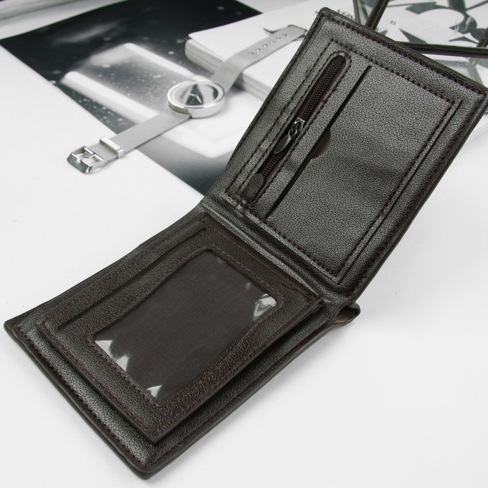 Портмоне мужское, 2 отдела, для карт, цвет кофе