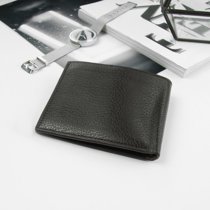 Портмоне мужское, 2 отдела, для карт, цвет кофе