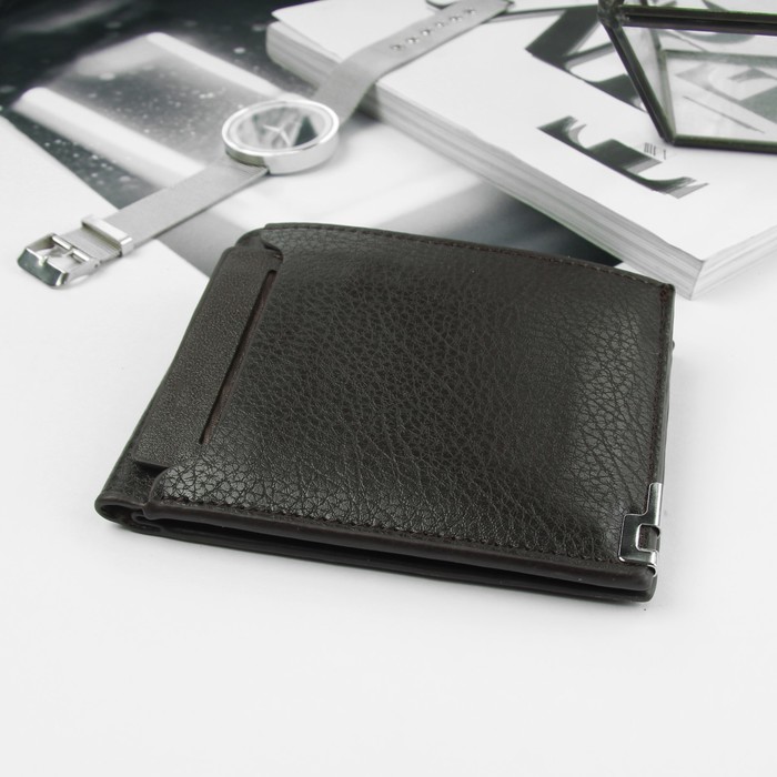 Портмоне мужское, 2 отдела, для карт, цвет кофе