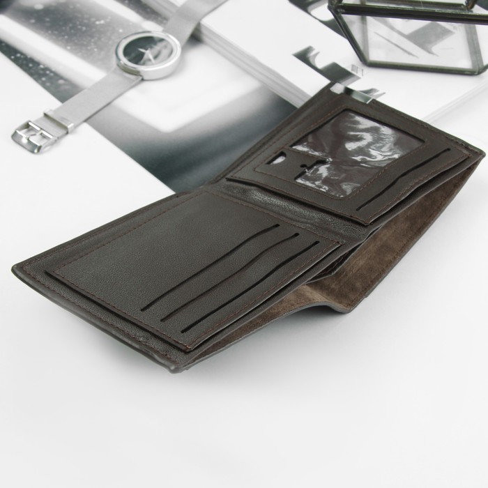 Портмоне мужское, 2 отдела, для карт, цвет кофе