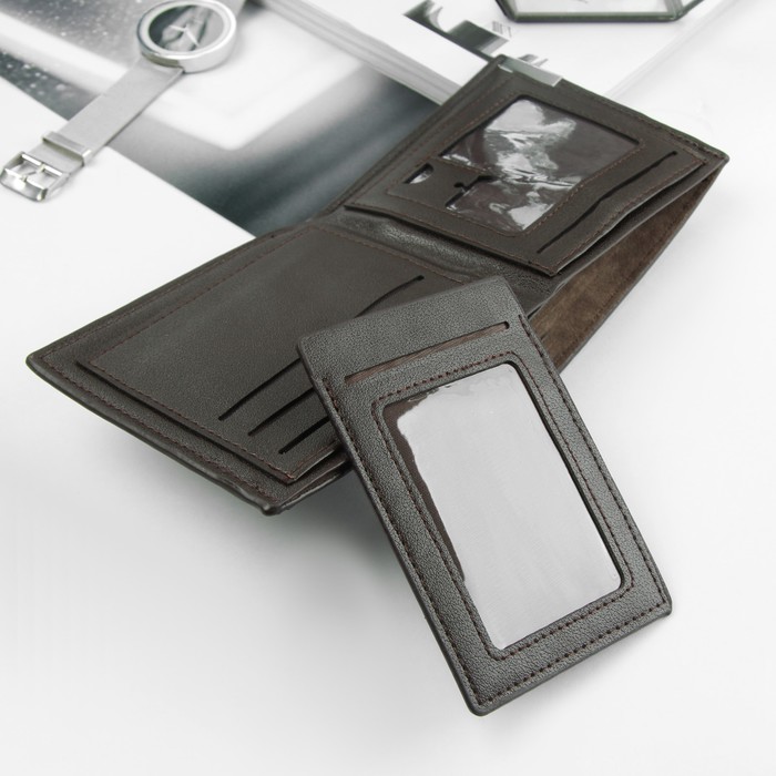 Портмоне мужское, 2 отдела, для карт, цвет кофе