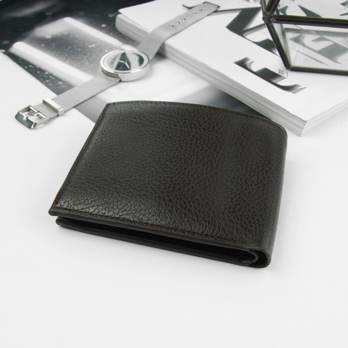 Портмоне мужское, 2 отдела, для карт, цвет кофе