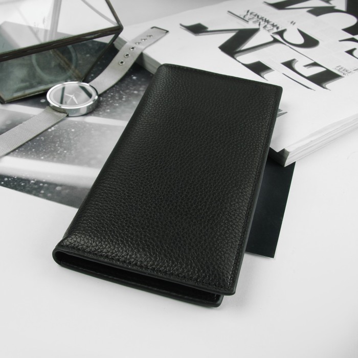 Портмоне мужское, 5 отделов, для карт, для монет, цвет чёрный