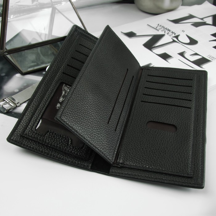 Портмоне мужское, 5 отделов, для карт, для монет, цвет чёрный