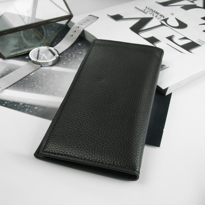 Портмоне мужское, 5 отделов, для карт, для монет, цвет чёрный