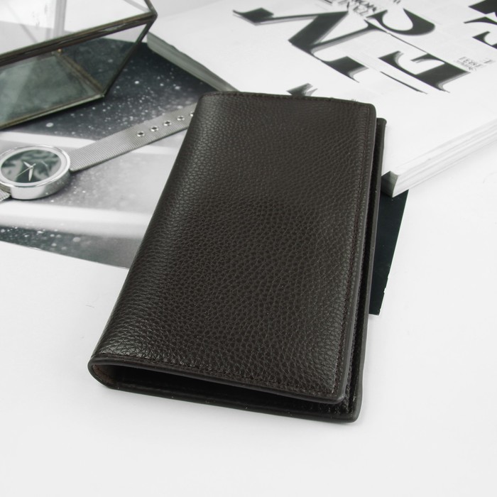 Портмоне мужское, 5 отделов, для карт, для монет, цвет коричневый