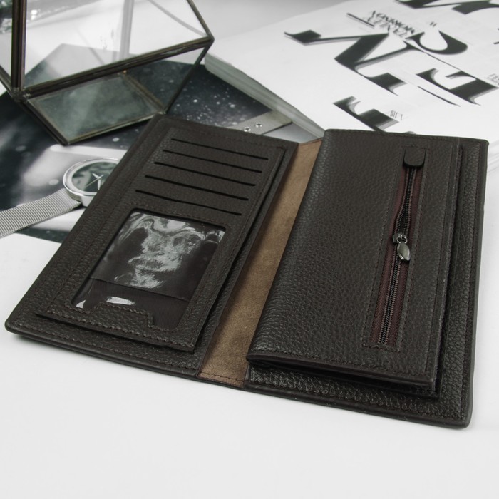 Портмоне мужское, 5 отделов, для карт, для монет, цвет коричневый