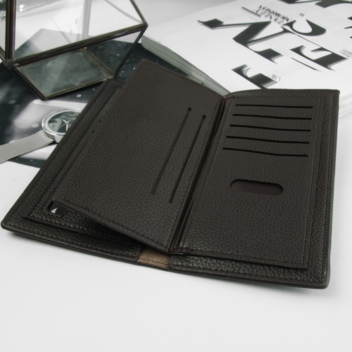 Портмоне мужское, 5 отделов, для карт, для монет, цвет коричневый