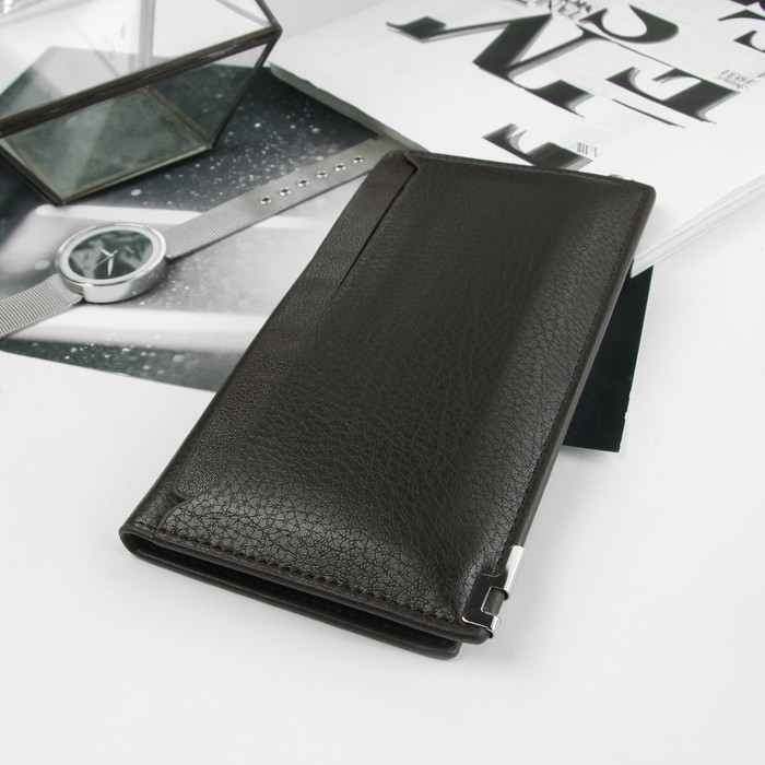 Портмоне мужское, 4 отдела, для карт, цвет кофе