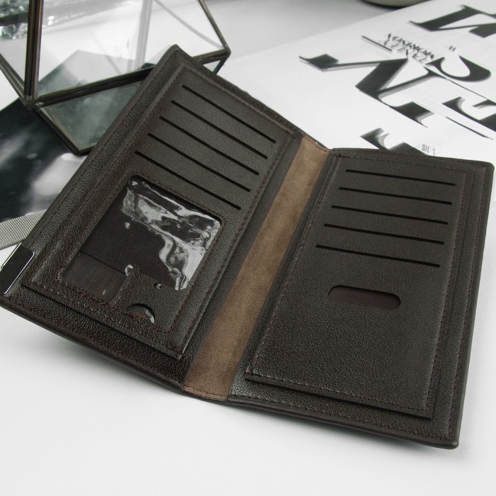 Портмоне мужское, 4 отдела, для карт, цвет кофе