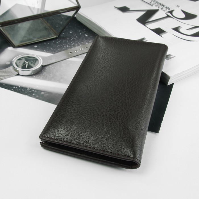 Портмоне мужское, 4 отдела, для карт, цвет кофе