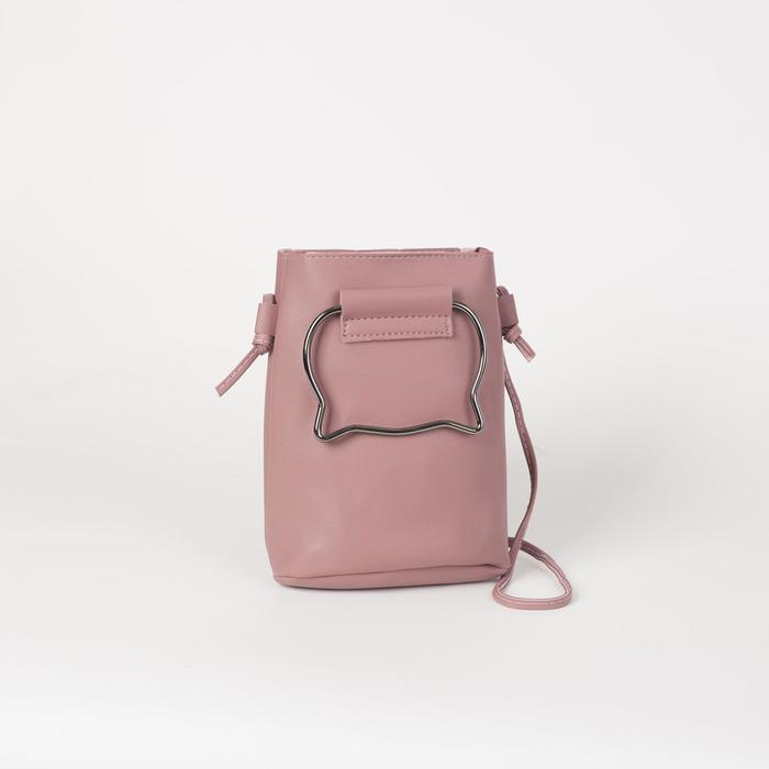 Сумка женская, длинный ремень, цвет пудровый