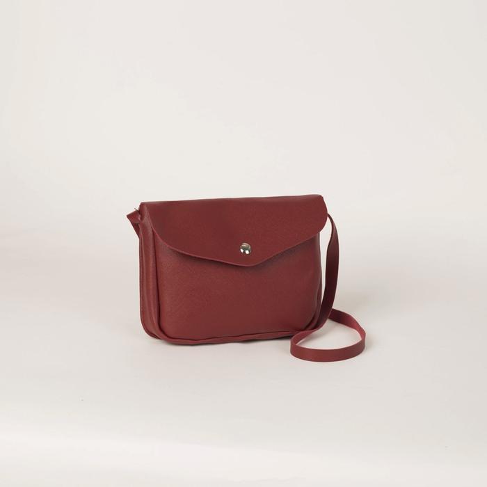 Сумка женская, отдел на клапане, длинный ремень, цвет тёмно-красный