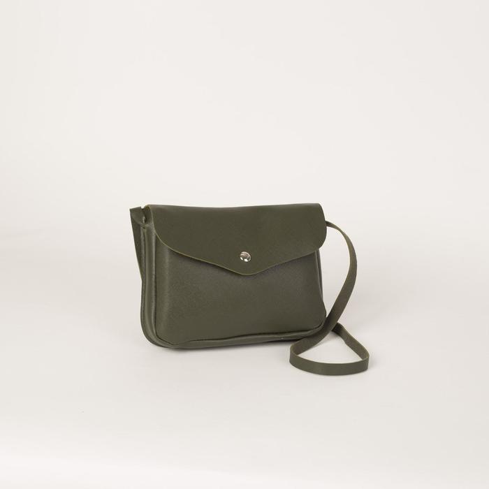 Сумка женская, отдел на клапане, длинный ремень, цвет зелёный
