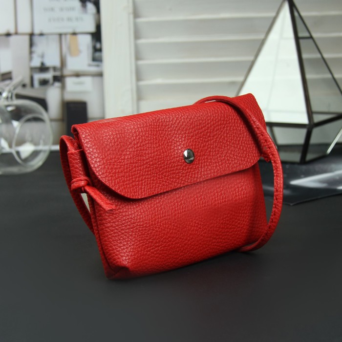 Сумка женская, отдел на клапане, длинный ремень, бордовый