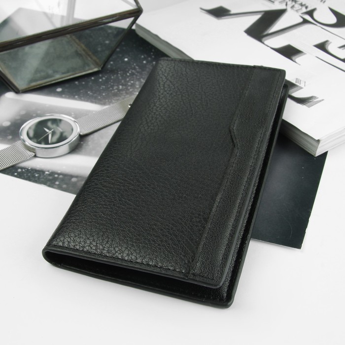 Портмоне мужское, 3 отдела, для карт, для монет, цвет чёрный