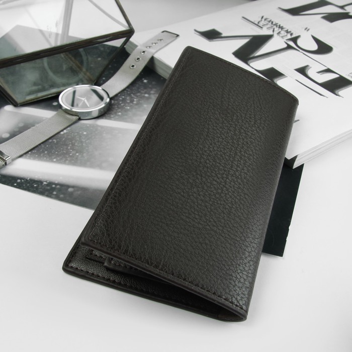 Портмоне мужское, 3 отдела, для карт, для монет, цвет кофе