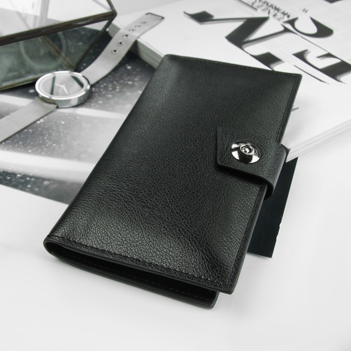 Портмоне мужское, 3 отдела, для карт, для монет, цвет чёрный